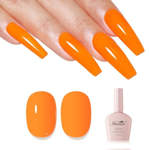 Imtiti Smalto Semipermanente Unghie Neon, Smalti Semipermanenti Per Unghie Arancione Neon Primavera Estate Smalto Gel Unghie UV French Gel Nail Polish UV Led Soak Off 10ml