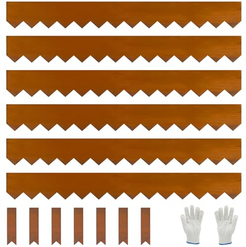 6er-Set Cortenstahl Rasenkante 100x15 cm 6m gesamt 7 Erdclips #LYLB06RT-DE | Hochwertiger Cortenstahl, rostbeständig, robust und langlebig, 100x15 cm pro Element, 6 m Gesamtlänge