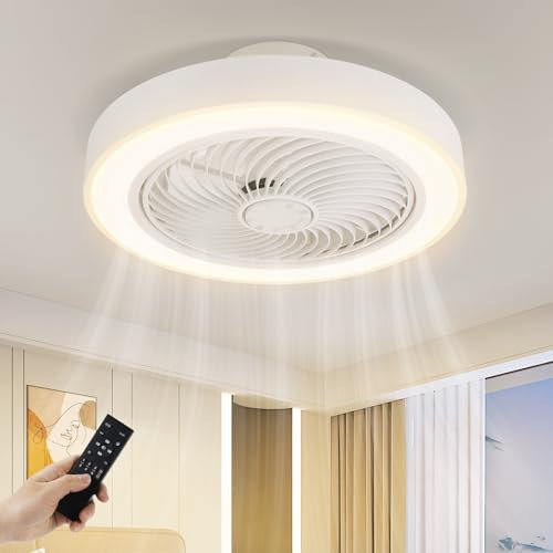 Homefire LED Ventilateur De Plafond Avec Éclairage - 40W Lampe De Plafond Ventilateur Silencieux Avec Télécommande Dimmable 6 Vitesse Timing Chambre Blancs Pour Cuisine Chambre De Jeunes bureau