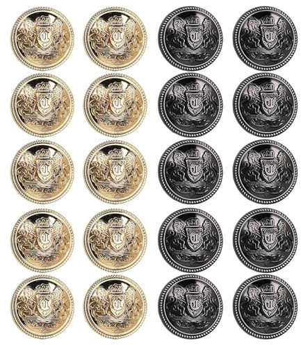 20 stycken metallknappar, vintageknappar, symaterial, kläddekorationstillbehör, klädtillbehör.