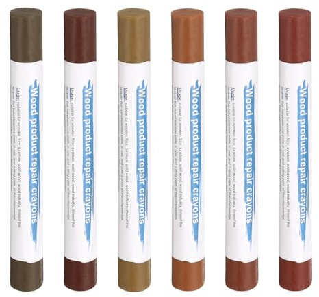 QUARKZMAN Bâtons De Remplissage En Bois 6 Couleurs Crayons De Cire Pour Réparation De Meubles Pour Brown, Red, Begonia, Red Oak, Light Teal, Light Red Maple