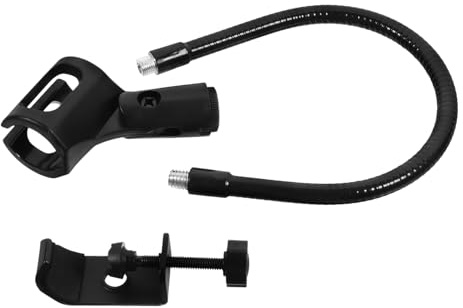 HEATSHAKING Mikrofonhalterung Schwanenhals aus Eisen und Abs Stabile und Einfach zu Bedienende Mikrofonablage mit Mikrofonclip Flexibler Tischständer für Live Auftritte