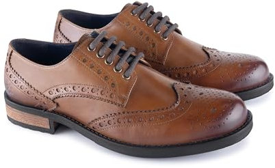 Catesby Appleby Premium läder herrskor brogues formella bröllop extra vadderade skor för män, Brun, 42.5 EU