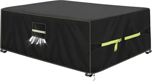 VDISRR Funda Mesa Exterior Impermeable 150x90x74cm, Tela Oxford 420D Funda Protectora Muebles de Jardin Cubre Mesa y Sillas Exterior con Salida de Aire Anti-UV, Antivento, Antipolvo