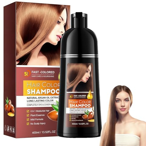Shampoo Colorante Marrone 400ml,Tinta Capelli Castano Naturale 3 in 1,Copertura Rapida dei Capelli Bianchi,Colorazione Facile a Casa per Uomo e Donna