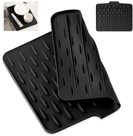 HMCEY Alfombrilla Escurreplatos de Silicona 40 X 30 cm,Alfombrilla de Goteo Para Platos,Bandeja Escurreplatos,Tapete Escurridor de Platos,Alfombrillas Fregadero Cocina Silicona,Alfombrillas de Drenaje