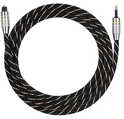 Pissente a Mini Plug, Cavo Ottico da 3,5 Mm con Connettore Oro Placcato Trasferimento Segnale a Basso Jitter per Home Theater DVD CD PC con Guaina in PVC (1,5 m/4,9 piedi)
