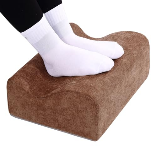 WYJHNLBEDC Repose-Pieds Bureau, Repose Pieds Ergonomique AntidéRapant | Noyau en Mousse de Qualité Supérieure et Couvercle Amovible - Repose-Pieds pour sous le Bureau, Douleurs aux Hanches marron