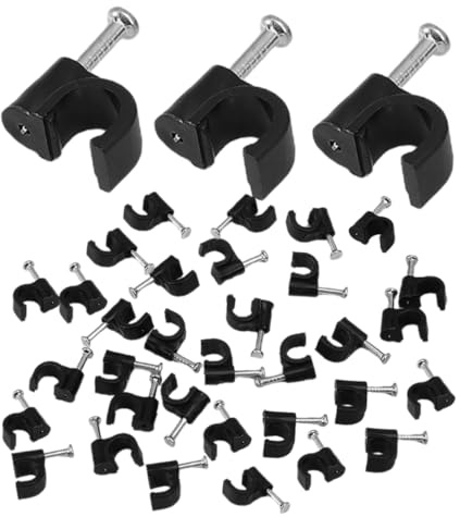 MUCKLILY 400 Pezzi Fermacavi Chiodo in Acciaio Nero 6Mm Graffette per Cavi Elettrici da Esterno Fissacavi Resistenti per Installazioni Elettriche e Gestione Cavi