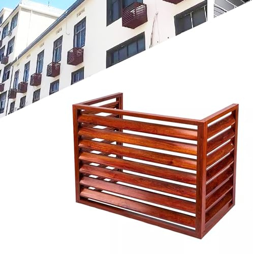 Outdoor Air Conditioner Cover - Decorative Heat Pump Privacy Fence Screen, Noise Reduction, 45° Inclined Grille, Weather Resistant, Stylish Facade Protection