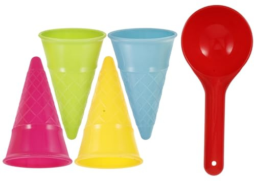 JOINPAYA Ensemble de 5 Jouets de Plage pour Enfants - Cuillère à Glace Et Moule à Sable pour Les Jeux D'extérieur, Jouets de Plage en Plastique Durable pour Les Tout-Petits de 3 à 6 Ans