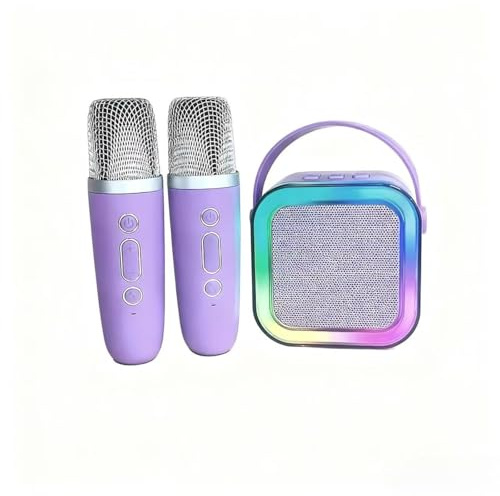Karaoke portatile con 2 microfoni wireless, Bluetooth 5.3 per l'accoppiamento rapido del telefono, supporta scheda TF e jack per cuffie, batteria ricaricabile, luci LED, regalo per feste a casa