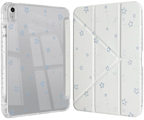 Fycyko Hülle für iPad 11. Generation A16 2025/10. Generation 2022,iPad 11 Zoll Hülle Klare Durchsichtig Rückseite mit Stifthalter, Cute Stern Muster Ästhetisches Schutzhülle Beige