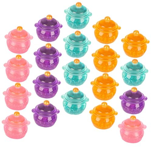 MOLUCKFU Lot de 20 Pots Miniatures Décoratifs Multicolores en Résine pour Maison de Poupée, Ustensiles Cuisine Miniatures, Casseroles Simulées, Accessoires Créatifs pour Jouets Garçon