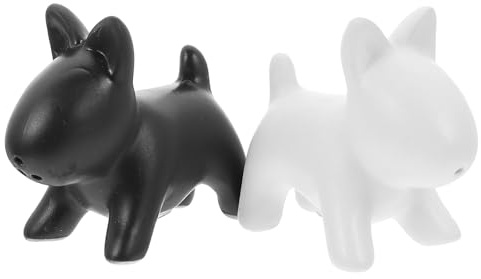 UKCOCO Lot de 2 Saupoudreuses en Céramique Forme Chien, Pot à Sel et Poivre Compact, Couleur Noir et Blanc, Accessoires la Cuisine Décoratifs et Fonctionnels, Salières pour Usage