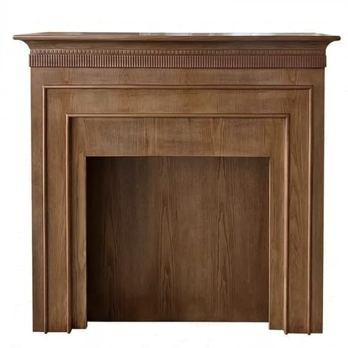 Habillage de cheminée Manteau de cheminée traditionnel en bois frêne massif avec contour décoratif sculpté strié