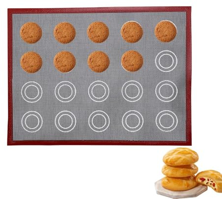 Tappetino da forno antiaderente – Tappetino da forno per macaron | Tappetino riutilizzabile per uso alimentare con stampa su entrambi i lati in Ssilicone, tappetino antiaderente