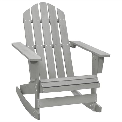 Qnhdfrt Garten-Schaukelstuhl Holz Grau 70x92 cm aus Massivholz mit 110 kg Belastbarkeit Modernes Design Robuste Konstruktion für Garten Terrasse Balkon und Outdoor Loungesessel