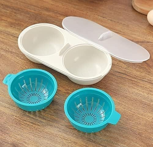 Cuociuova in camicia a microonde, stampo per uova in camicia, scolapiatti per uova, tazza per uova in camicia, coperchi antiaderenti rivestiti da cucina a doppia tazza per uova a vapore gadget da