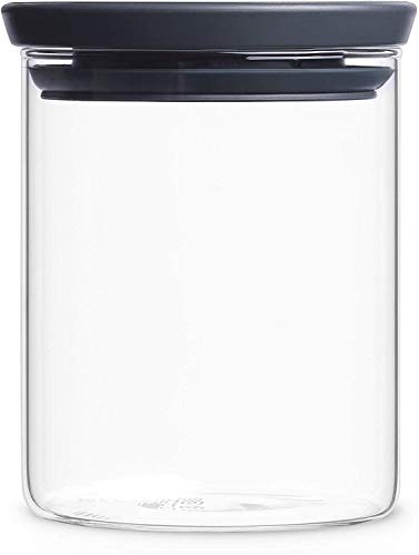 Brabantia 298288 - Tarro de cristal, 0.6 L, tapa gris oscuro
