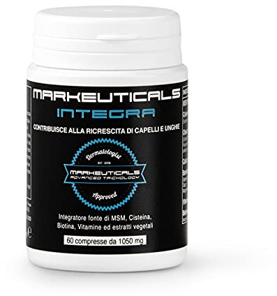 Markeuticals Integra – Integratore alimentare attivatore della ricrescita di capelli, unghie ed annessi cutanei, per uomo e donna. Contiene: CISTEINA,SPERMIDINA e BIOTINA. 60 compresse masticabili.
