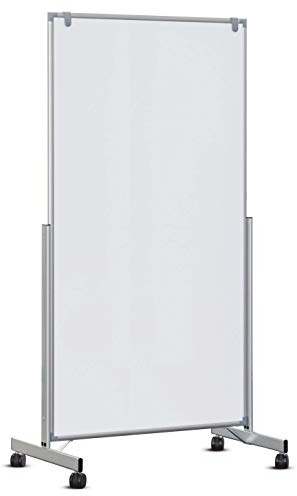 MAUL Whiteboard mobil weiß MAULpro easy2move flexibel nutzbar beschreibbar | 180 x 100 cm Schreibfläche, magnethaftend und abwischbar, sichere Feststeller, praktische Ablageschale, stabiler Alurahmen