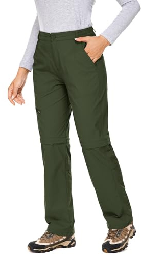 Women's Hiking Pants Convertible Quick Dry Stretch Lightweight Zip-Off Outdoor Pants Safari Clothes with 5 Deep Pockets,2192,Army, 4