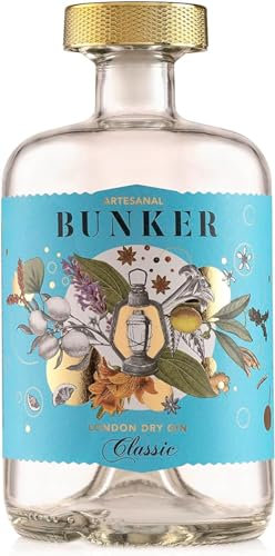 Bunker Distillery - Ginebra Classic Botella 70cl - Alcohol 40% Vol - London Dry Gin - 100% Artesanal - Premium - Coctelería - Aromática - Natural - 2º Mejor Ginebra 2023