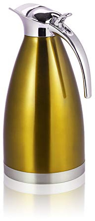 Thermoskanne,Thermoskanne Kaffee,Isolierkanne, Thermo Pot, Edelstahl Kaffee Teekanne Doppelwandige Vakuumisolierte Thermo Jug Wärmflasche Mit Griff(2l-Gold)