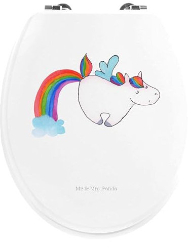 Mr. & Mrs. Panda Motiv WC Sitz Einhorn Fliegendes Pferd - Geschenk, Klobrille, WC-Sitz, Einhörner, Unicorn, Toilette, Toilettendeckel, Glitzer,