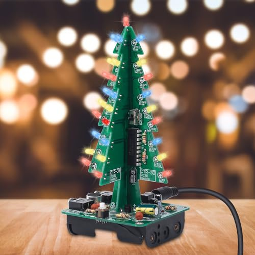 DONGKER Albero di Natale LED fai da te, kit per esercizi di saldatura per circuiti elettronici, progetto per studenti e adolescenti, spettro audio musicale (3 colori)