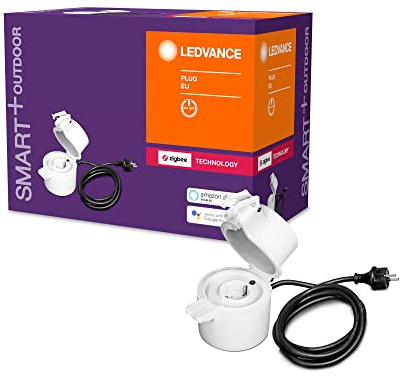 LEDVANCE Smart+ Outdoor Plug, ZigBee schaltbare Steckdose, für die Lichtsteuerung in Ihrem Smart Home, Direkt kompatibel mit Echo Plus und Echo Show (2. Gen.),