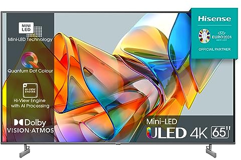 Hisense 65 ULED Mini-LED 4K 2023 65U62KQ, Smart TV VIDAA U6, Dolby Vision, HDR 10+, Game Mode Plus, Alexa Built-in, VIDAA Voice, Tuner DVB-T2/S2 HEVC 10, lativù 4K