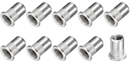 METALLIXITY Rivet Écrous (M10) 10 Pcs, 304 Inox Acier Moleté Fileté Insert Écrous - pour Meubles Mécaniques Attaches, Argenté
