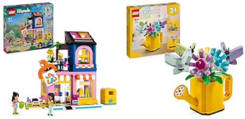 LEGO Friends Vintage Fashion Store, Buildable Toy Shop for 6 Plus Year Old Girls & Creator 3in1 Flowers in Watering Can Toy to Welly Boot to 2 Birds on a Perch, Animals Set for Girls, Boys & Kids
