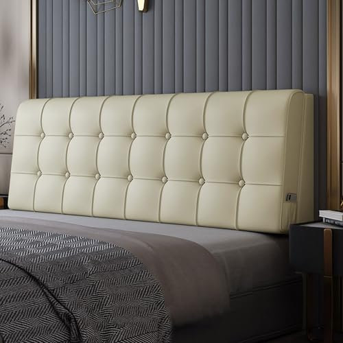 Rückenlehne Lesekissen Bett Kopfteil Kissen, Rückenkissen gepolstert PU-Leder kollisionssicher Kopfteilbezug Rückenkissen Wandkissen Rückenlehnenstützkissen Schutz(With headboard-90X58x10cm,A)