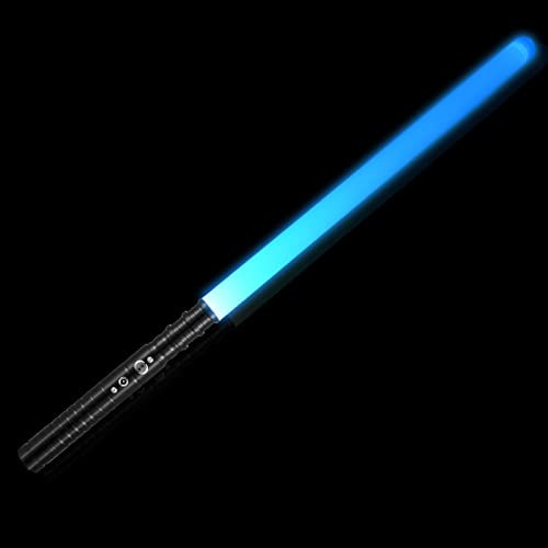 Lichtschwert mit Soundeffekt RGB 7 Farben Wechselbares FX Lichtschwert 63cm Lang Wiederaufladbar Tragbares Lichtschwert Schwert Spielzeug mit Metallgriff für Kinder Erwachsene Kostüm Party