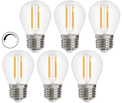 LUTW G45 Ampoule E27 Vintage Dimmable, Blanc Chaud 2700K, 4W Ampoule LED Filament E27 P45 Equivalent 40W, 495LM, Transparent Ampoule Globe, Angle de 360º, Lot de 6