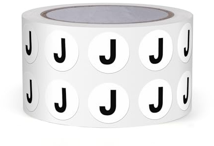 FINDAT Bokstaven J Dot klistermärke 13 mm självhäftande vinyl vattentät stora bokstäver alfabet runda etiketter för lager skolor fabriker företag 1000 stycken