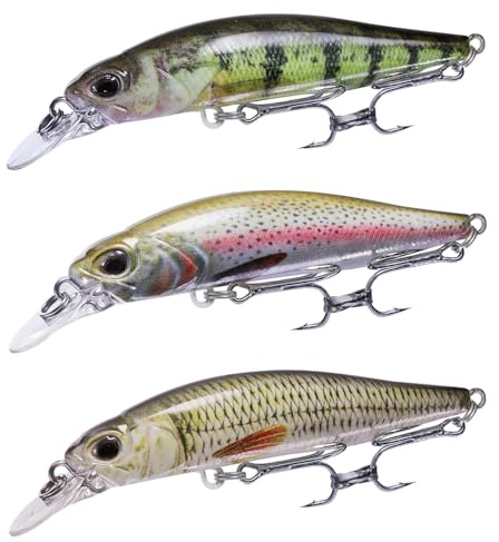 TABKSOLA Wobbler Lucio Set,Minnow Flotante de 9.0cm/9.0g con Recubrimiento Biomimético, Ideal para Lanzamientos de Media y Larga Distancia, Amantes de la Pesca