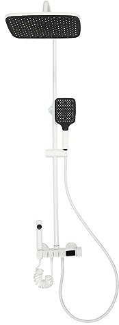 Sistema de ducha LED de acero inoxidable, grifo de ducha, juego de ducha de lluvia, ducha de masaje, pantalla de visualización LED, burbujeador en forma de panal, uso dual caliente y frío, experiencia