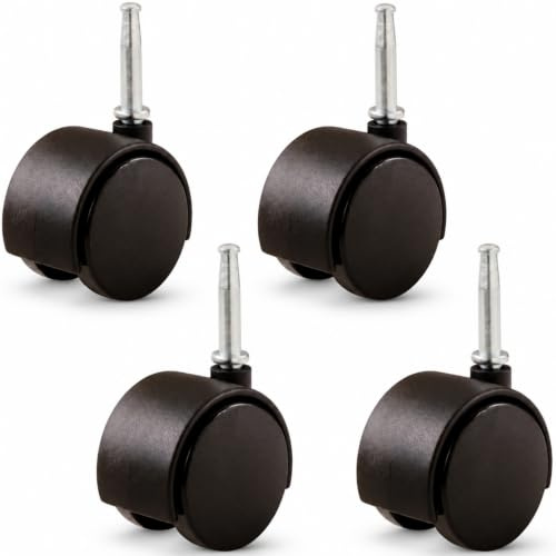 Keypak Ruedas giratorias con capucha, doble rueda, 40 mm de diámetro, vástago de plástico negro, paquete de 4 muebles, silla de juegos, ruedas para silla de escritorio de computadora