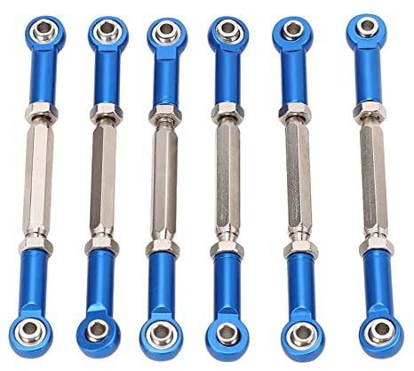 ZenithAur RC Car Push Rod, 6PCS Adjustable Aluminum Alloy Push Rods with 88mm Turnbuckle Rod Linkage for RC SELECTIONS (Blue)