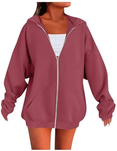 Felpe da donna a maniche lunghe con zip con cappuccio leggere casual a maniche lunghe con tasche cappotti con cappuccio larghi abiti