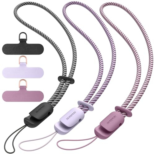 SURPHY 3 Cordón Ajustable Móvil, Correa Muñeca Antirrobo Parche Resistente | Set de Correas de Muñeca con Parche Resistente, Diseño Antirrobo Compatible con Móviles, Cámaras y Dispositivos USB
