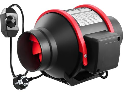 Ventilatore di condotto in linea regolabile da 100 mm per estrazione fumi, 310 m3/h ventilatore di scarico silenzioso, spina UE per bagno, tende per la crescita, ventilazione idroponica e ventola di