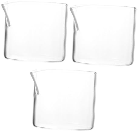 CIYODO 3 piezas Jarras de Leche de Vidrio Pequeñas y Ligeras con Único Antigoteo para Café Crema y Uso Restaurantes y Hogar
