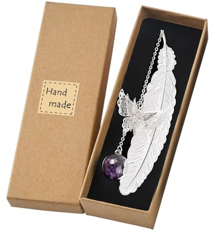 MUNSKT Marque-pages en métal argenté avec breloque papillon pour femme - Cadeau de Noël - Cadeau de Noël pour femme et adolescente