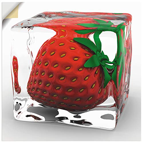 ARTland Wanddeko Wandtattoo selbstklebende Vinylfolie Lebensmittel Obst Erdbeere Eiswürfel Früchte Modern T5OU