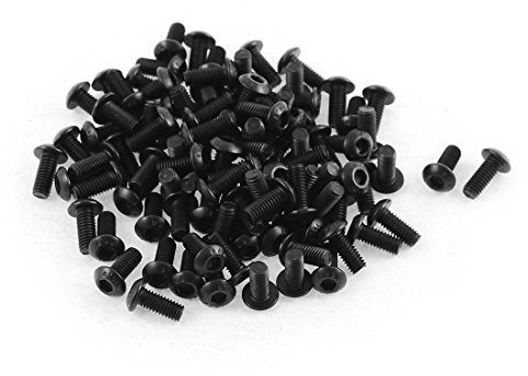 sourcing map 100stk M3x7mm Gewinde 10.9 Legierung Stahl Rundkopf Innensechskant Zylinderschraube Bolzen | Gewinde 10.9 Legierung Stahl Rundkopf Zylinderschrauben, M3x7mm, 10.9, Legierung Stahl